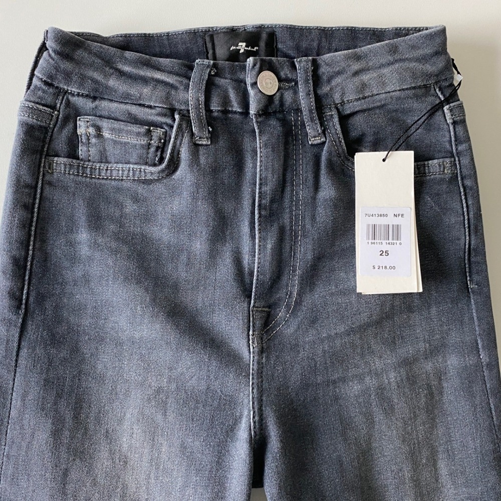 7 For‎ All Mankind Ultra High Rise Flare Jeans No Filter Denim Black Wash 25 NWT - Picture 11 of 12
